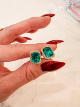 Load image into Gallery viewer, Emerald and Diamond Studs