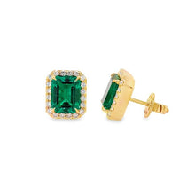Load image into Gallery viewer, Emerald and Diamond Studs