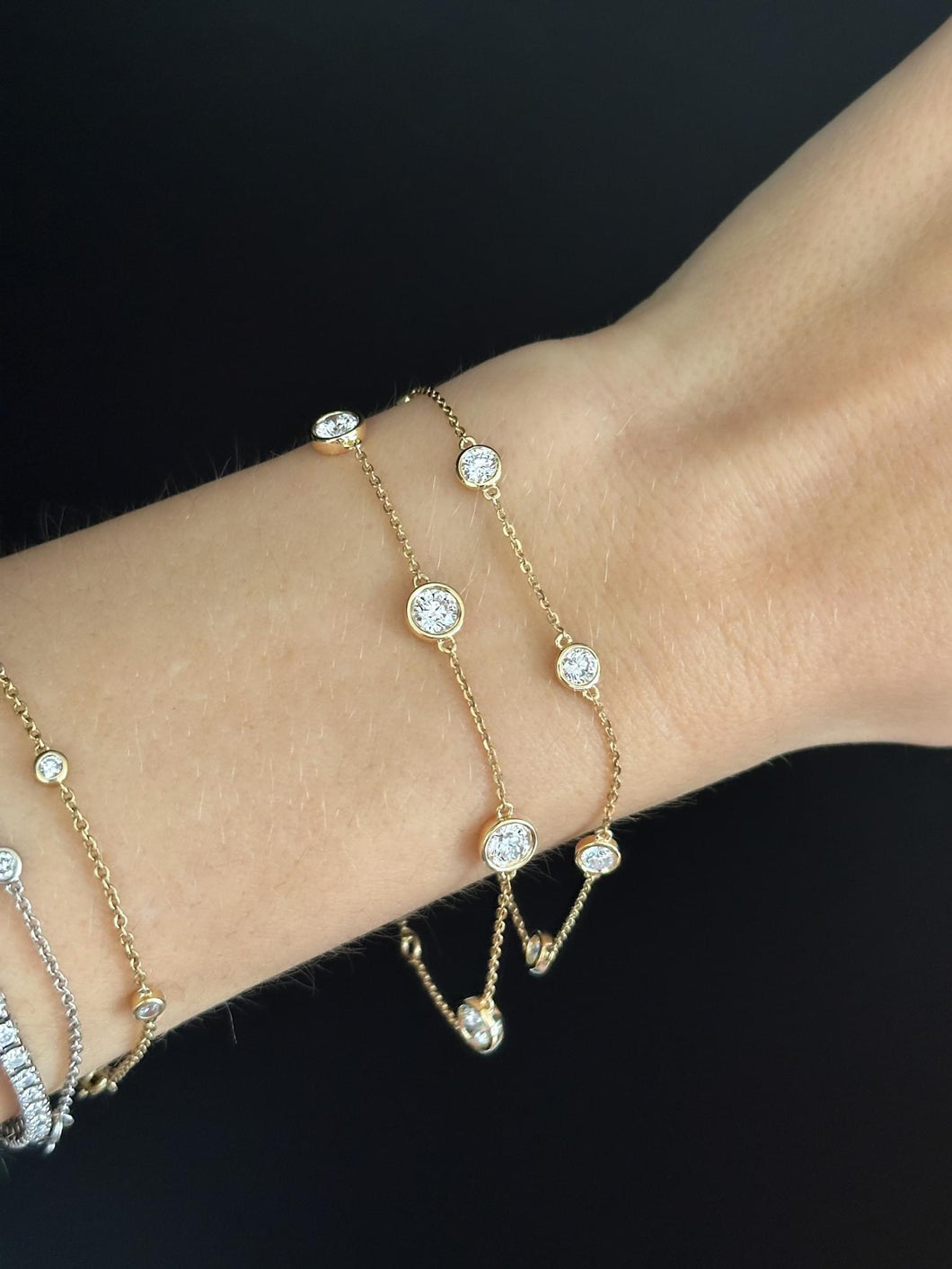 14k Lab Diamond By The Yard Bracelets