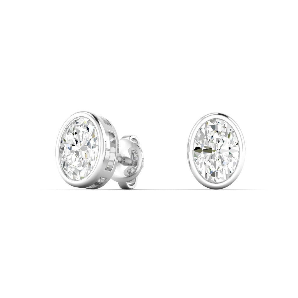 1 CTW Bezeled Oval Lab Grown Diamond Studs