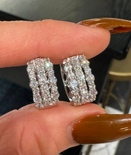 Load image into Gallery viewer, Three-Row Diamond Huggies
