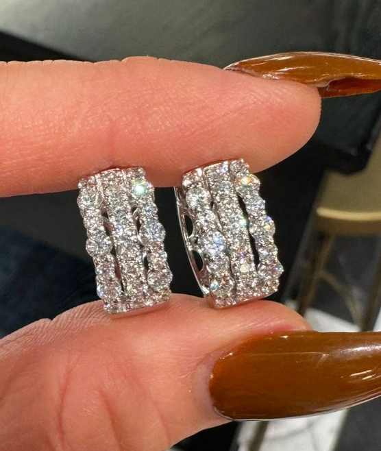 Three-Row Diamond Huggies