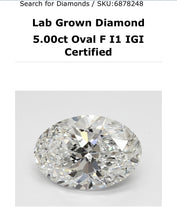 Load image into Gallery viewer, 5 Carat Brilliant Oval Lab Grown Diamond
